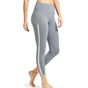 Athleta High Rise Chaturanga Leggings Heathered Grey White Side Stripe Size M